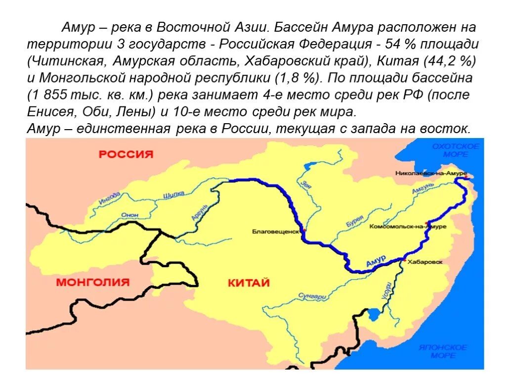 Какая река находится на территории россии. Река Амур Исток и Устье притоки. Карта схема бассейна реки Амур. Река Амур Исток Устье бассейн. Описать бассейн реки Амур.