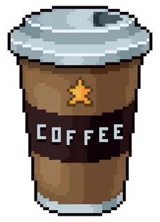 Pixel art coffee cup vector icon for 8bit game on white background. 9726821 Vect