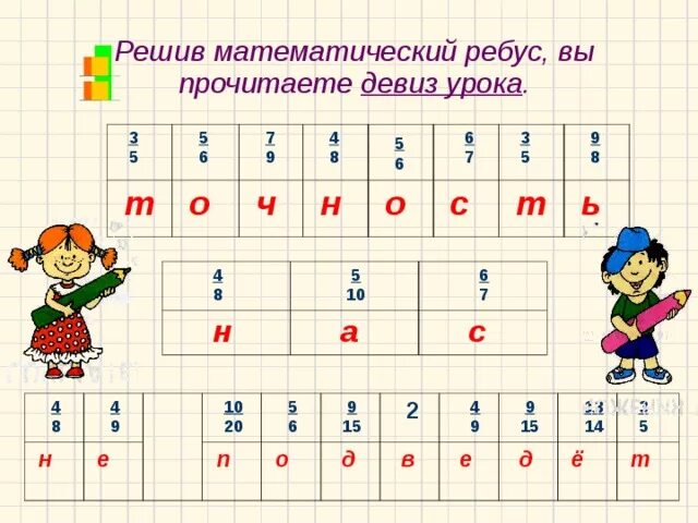 Математический ребус 3 класс по математике