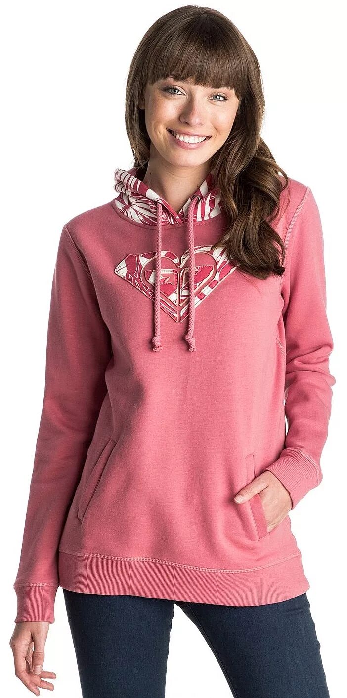 Толстовка длинная Roxy. Fleece Sweatshirt. Розовый cozy10 1 11 7 11