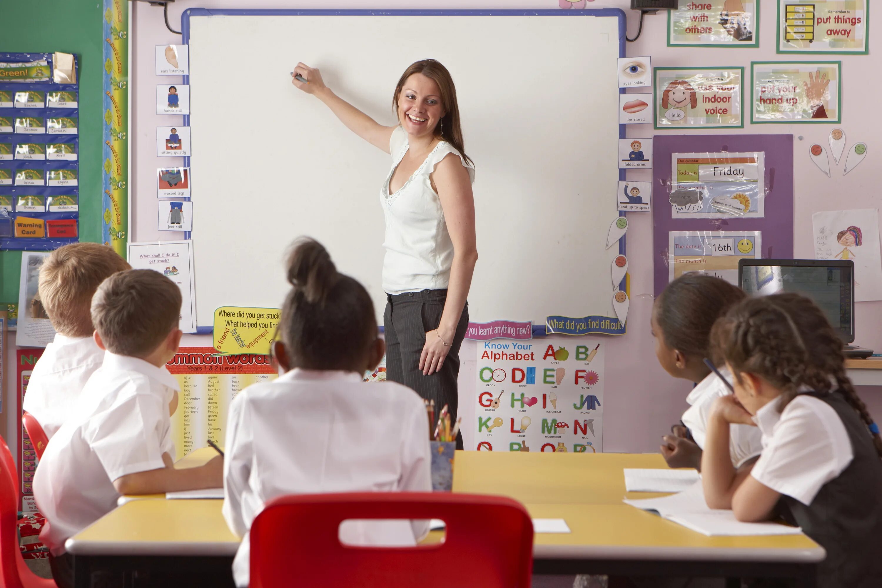 Speak when teacher. Урок в начальной школе. Уроки учителя. Дети на уроке. Учитель и дети.