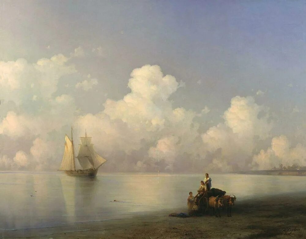 Картина айвазовского история. Айвазовский вечер на море 1871.