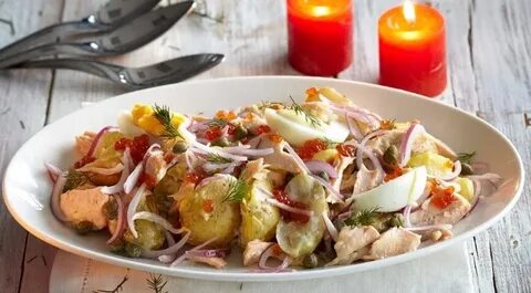 Салат из копченой горбуши горячего