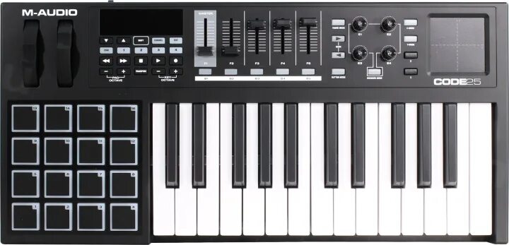 Audio code. Midi-клавиатура m-audio code 25. m audio code 25 outs. миди синтезатор 2 октавы. @cupsyco:это миди-клавиатура, m audio code25.