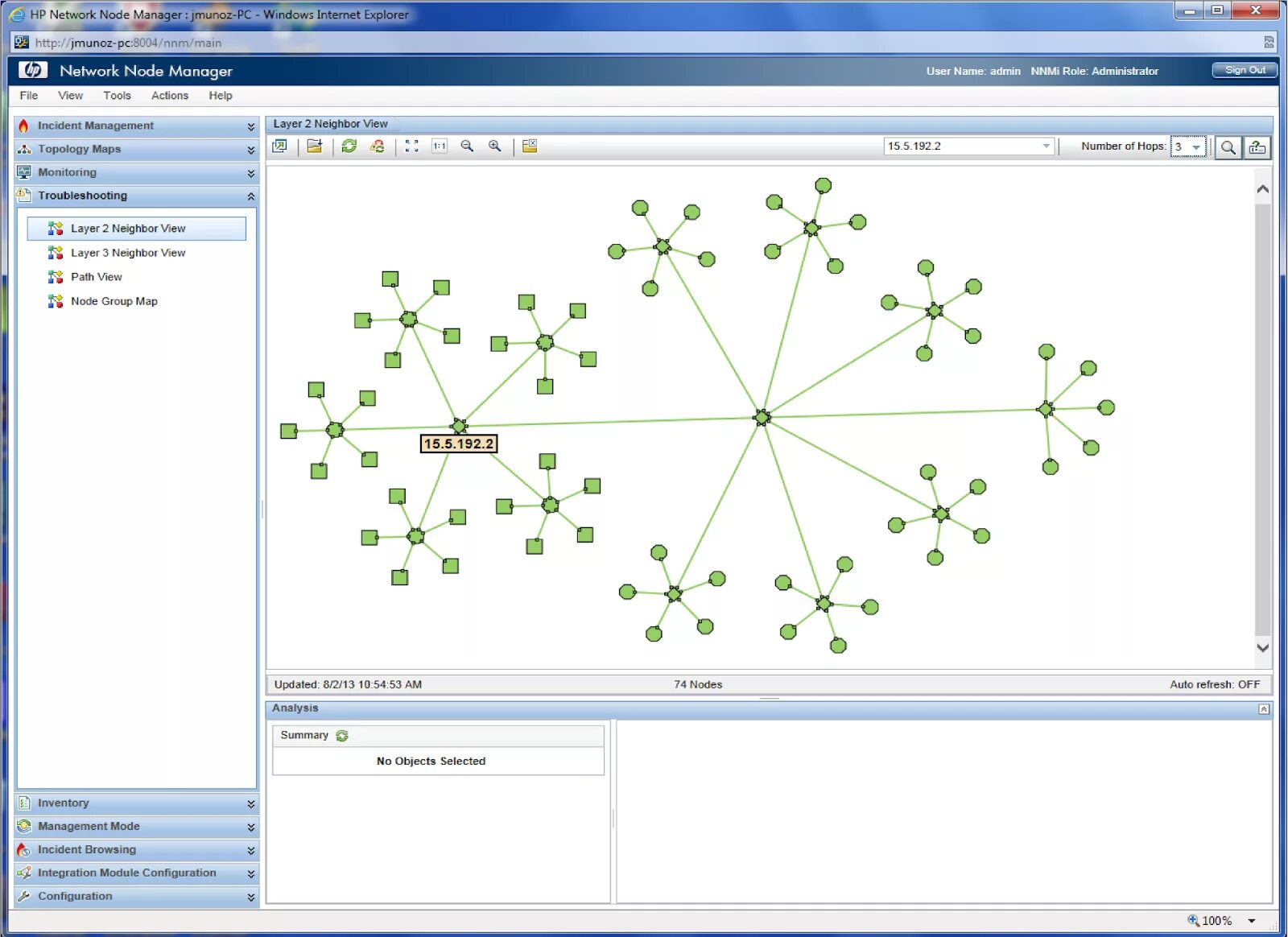 Network selecting. Network node Manager.