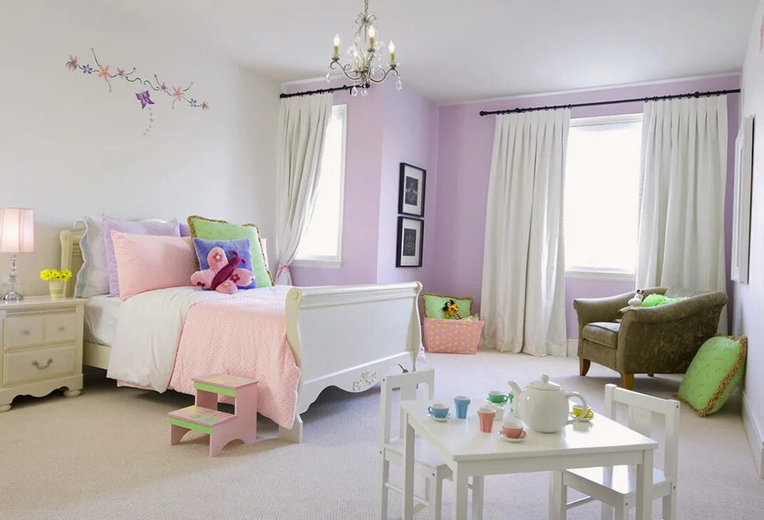 Детская в скандинавском стиле. Цвет детской комнаты девочки. Цвет детской комнаты девочки. Комната для девочки. Лавандовый цвет стен в детской.