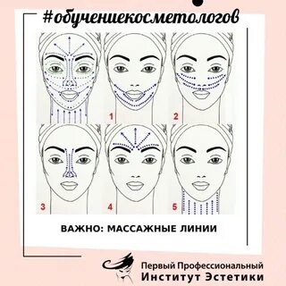 Схема линий массажа лица