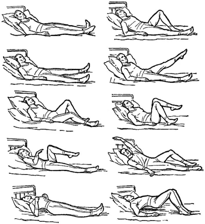 Как спать после удаления. Дыхательная гимнастика после операции на брюшной полости. Гимнастика при атрофии мышц. Упражнения ЛФК для лежачих больных. Гимнастика для лежачих больных с пневмонией.
