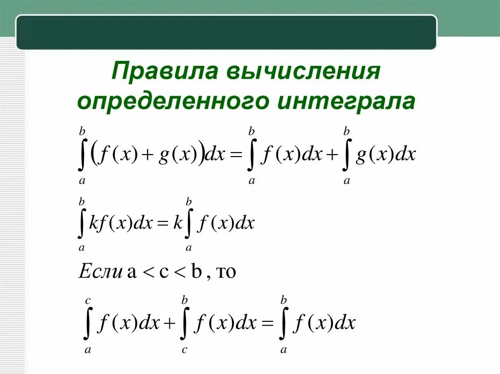 Формулы для решения определенных интегралов. Определенный интеграл принцип вычисления. Формула решения определенного интеграла. Правило вычисления интегралов. Интеграл применение и вычисление