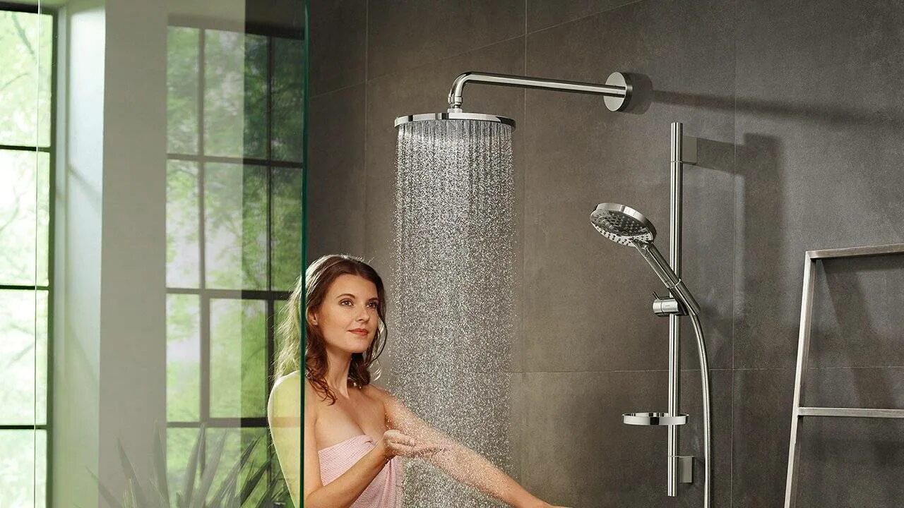 Хансгрое душевая система с тропическим душем. Hansgrohe тропический дождь. Ванна с тропическим душем.