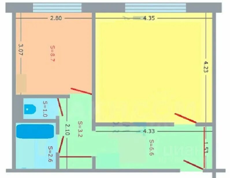 Планировка квартир. Серия 97 Состав комнат 2-1-1-2 Планировка квартиры, Планиров