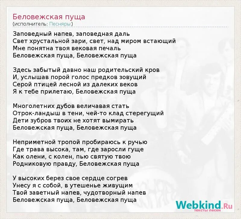 Беловежская пуща текст. Слова Беловежской пуще. Беловежская пуща текст песни. Беловежская пуща Песняры текст. Песня слова напевая