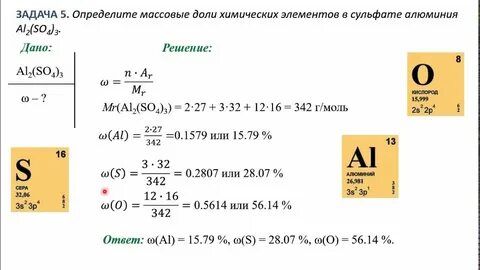 Определите массовые доли сульфата