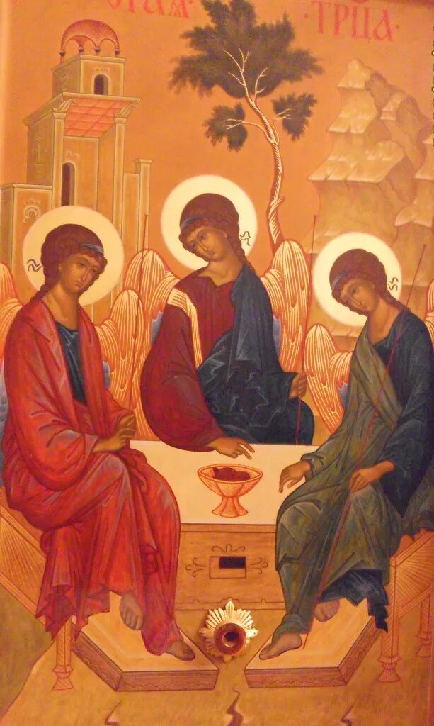 православные иконы троица рублев. икона святой живоначальной троицы. новозаветная троица икона андрея рублева. троица храмовая икона. святой живоначальной троицы.