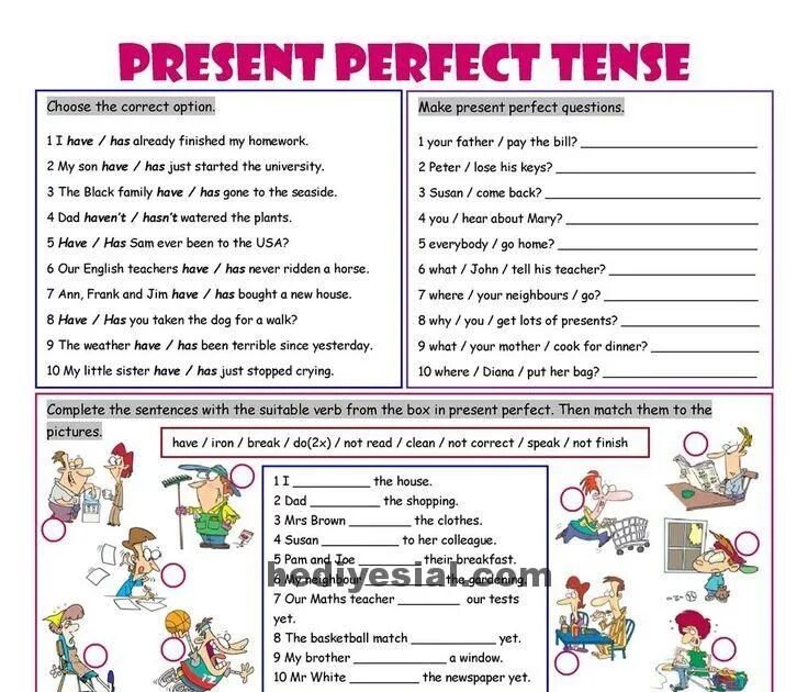 Present perfect упражнения 5 класс. Present perfect упражнения. Present perfect задания. Интересные задания на present perfect. Choose the correct option she has had