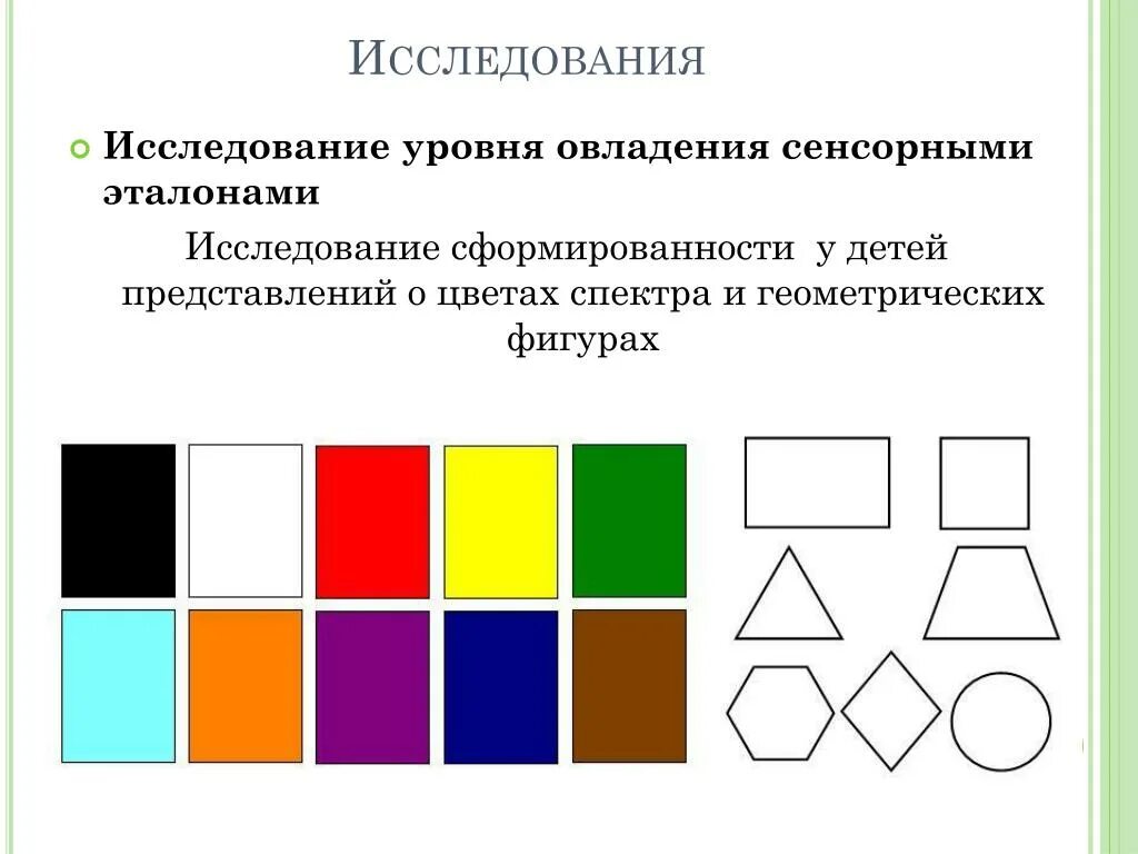 Формирование сенсорных эталонов цвета. Сенсорные эталоны цвет форма величина. сенсорные эталоны цвета. методика исследования сенсорных эталонов.