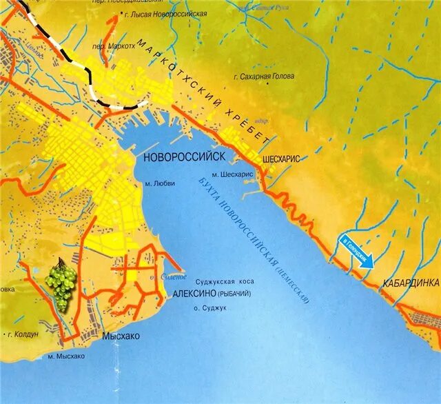 Новороссийский район. Карта малой земли Новороссийск. Малая земля Новороссийск на карте. Малая земля Новороссийск на карте России. Маркхотский хребет Новороссийск на карте.