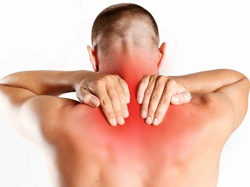 Применение боли. Мышечный спазм. Воспаленная мышца на спине. Мышцы шейно-воротниковой зоны.