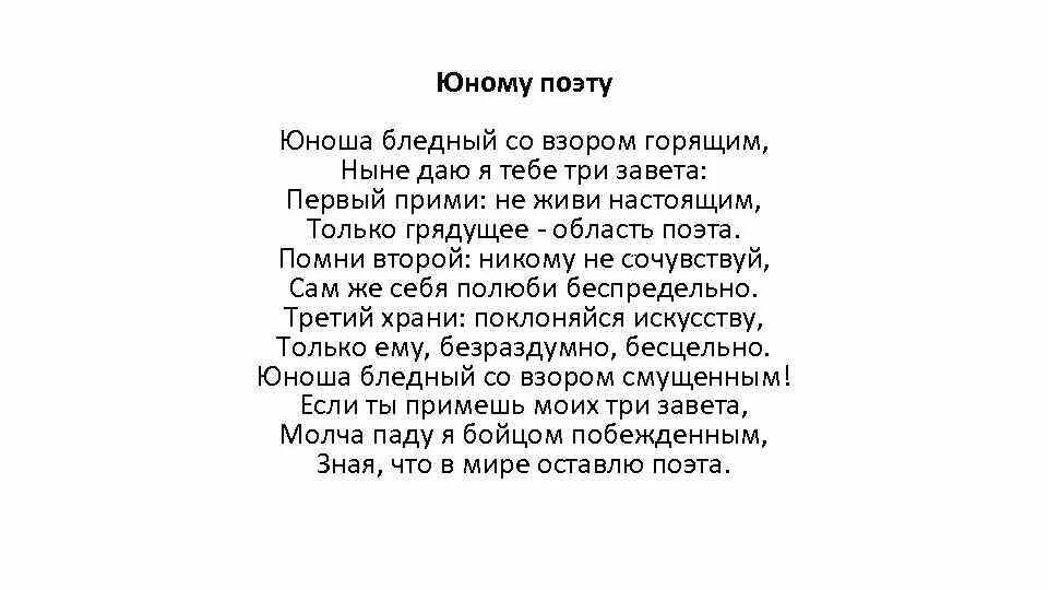 Юноша поэту. Юному поэту Брюсов стих. Стихотворение Брюсова юному поэту. Брюсов юному стихотворение юному поэту.