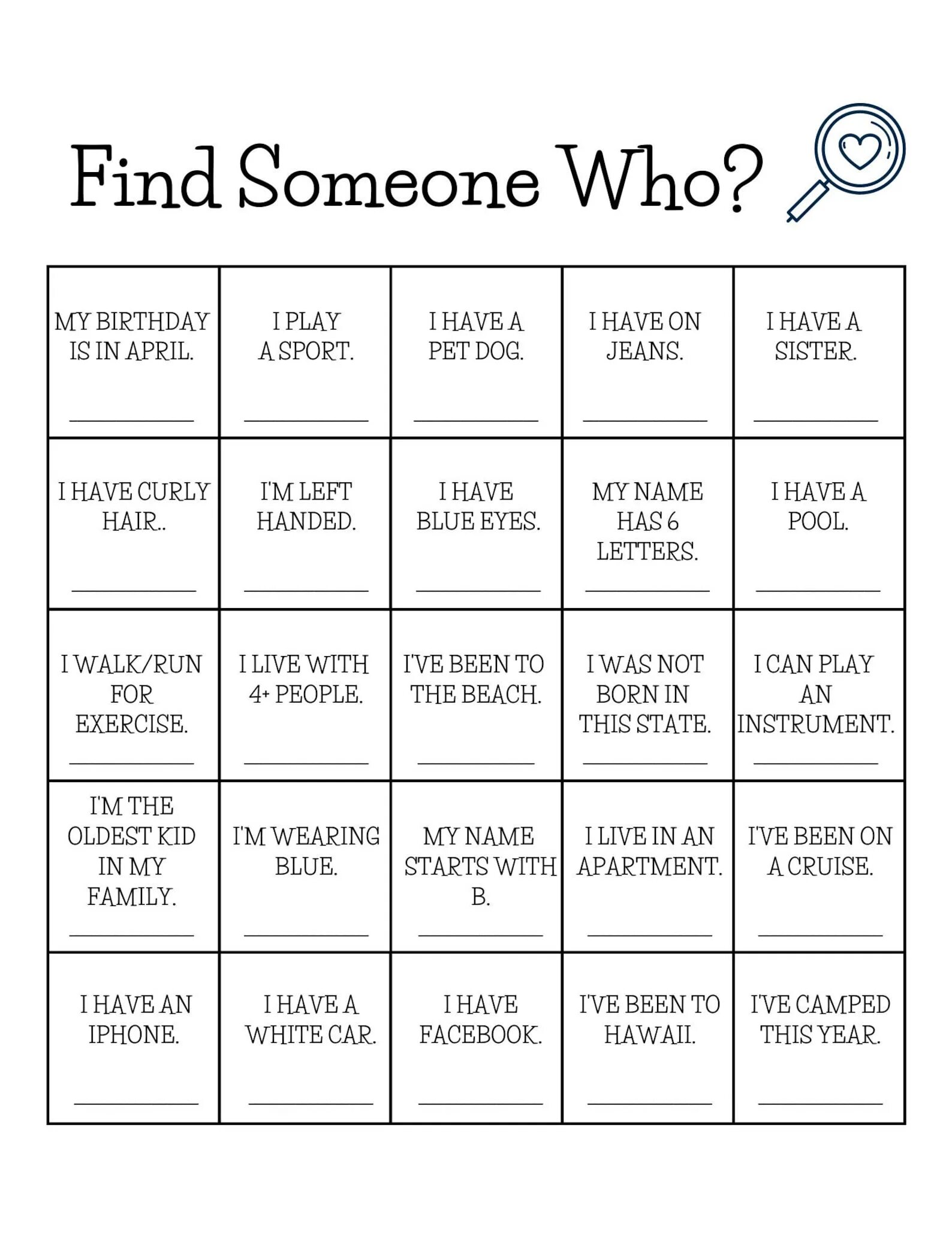 Find someone like. Find someone who. Find someone who for Kids. Find someone who game. Find someone who Bingo.