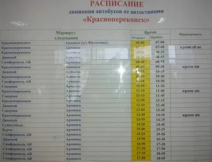 Расписание автобусов армянск на джанкой