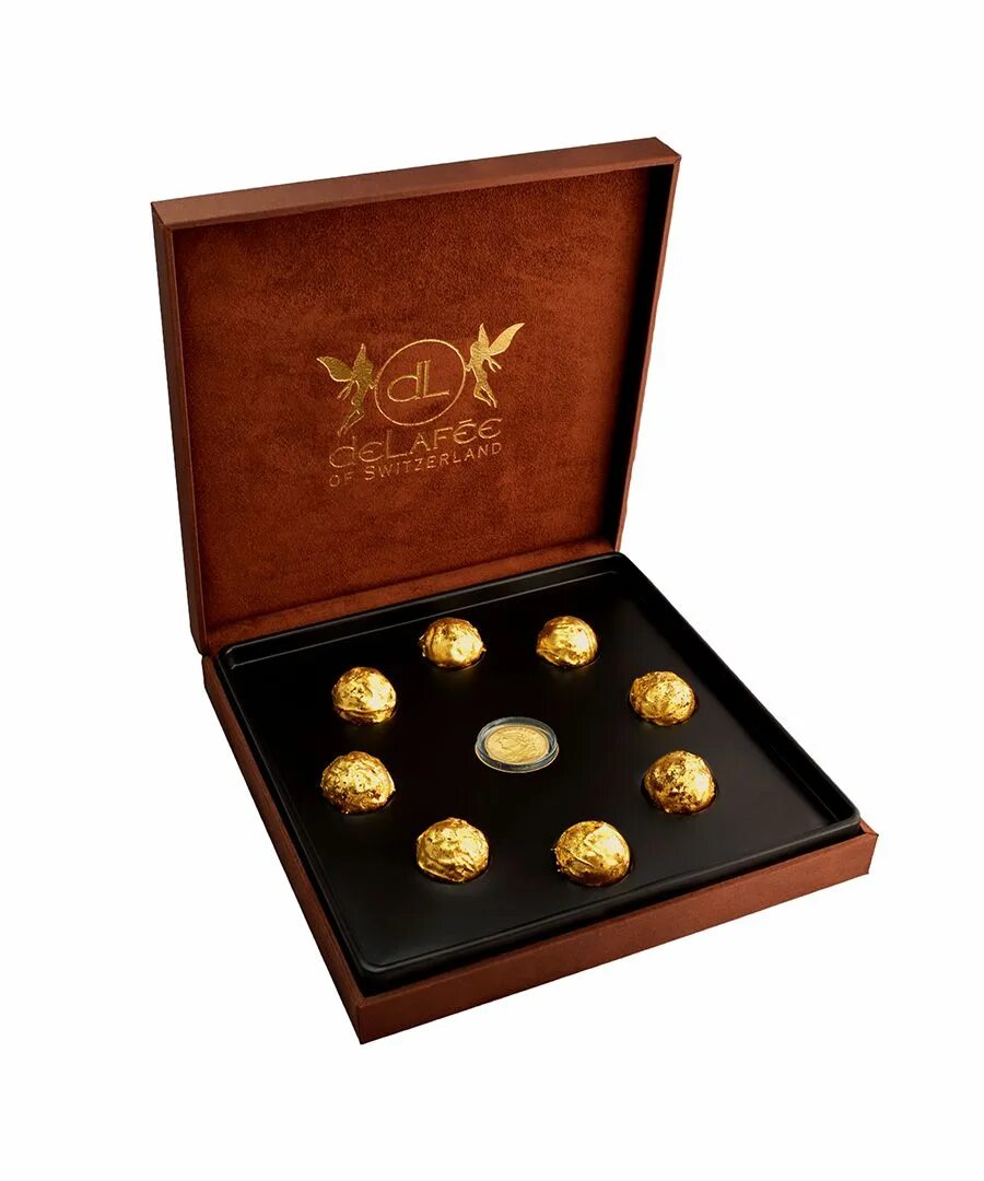 Конфеты дорого купить. DELAFEE («делафе»). DELAFEE шоколад. DELAFÉE Gold Chocolate Box with Antique Swiss Gold. Швейцарский шоколад DELAFEE.