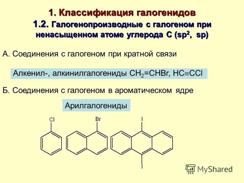 Свойства галогенидов