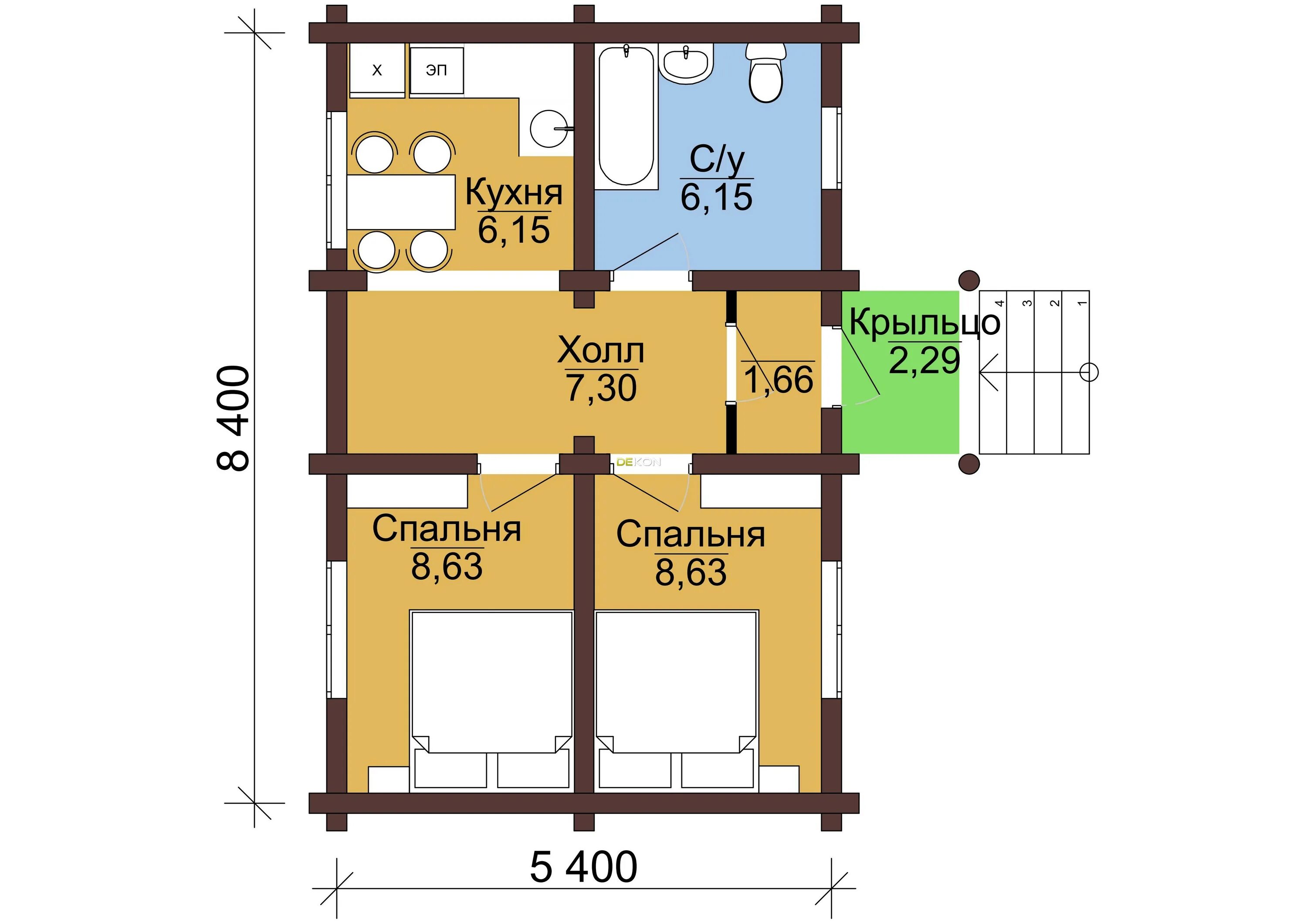 Планировка дома 7 на 8 одноэтажный с двумя спальнями. Планировка дома 6х8 одноэтажный с 2 спальнями. Проект небольшого домика с 2 спальнями. Маленький домик с двумя спальнями.