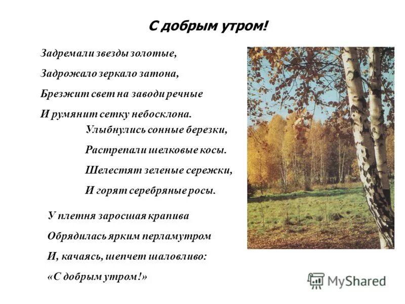 на заводи речные и румянит. с добрым утром задремали звезды золотые задрожало зеркало затона. брезжит свет на заводи речные. с добрым утром задремали звезды. есенин брезжит свет на заводи речные.