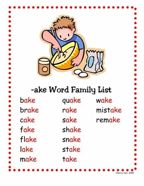 Make word family. Word Family examples. Ake Words. OA Family Words.