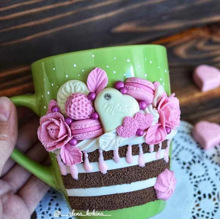 Декор полимерной глиной. Чашки из полимерной глины. Фигурки из полимерной глины. Чашки из полимерной глины. Кружки из полимерной глины.