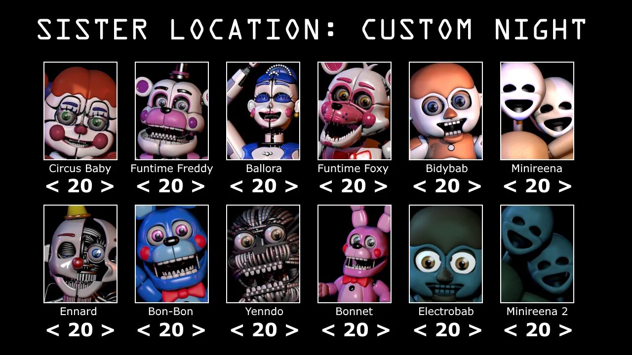 Custom location. Sister location custom night. fnaf sister location ultimate custom night. ultimate custom night боннет. эннард ултимейт кастом найт.