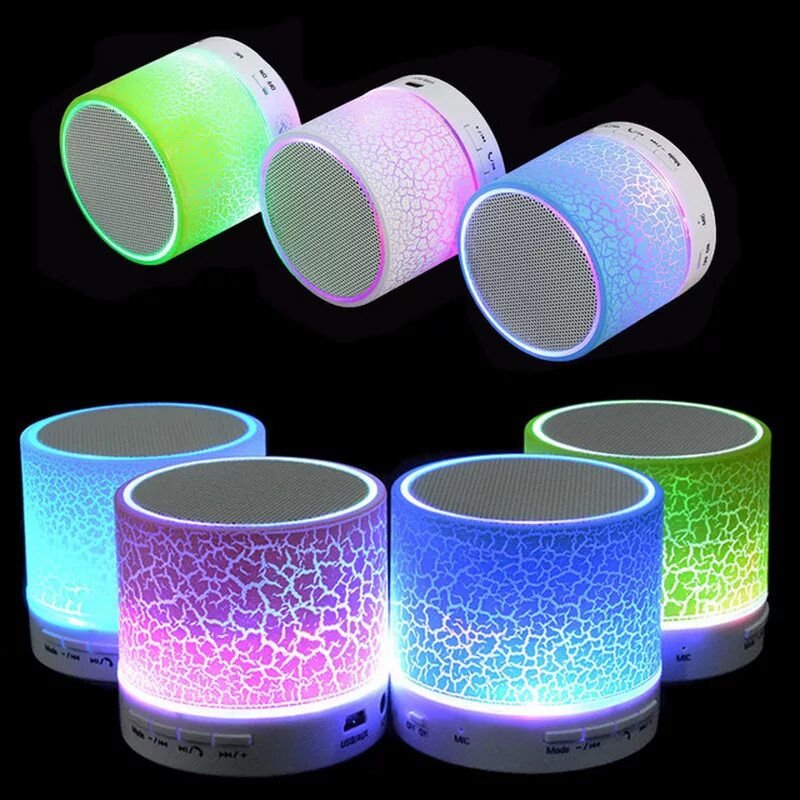 Портативная колонка с подсветкой 7 цветов. Bt speaker колонка со светомузыкой. портативная bluetooth bass колонка s60 c led подсветкой блютуз колонка. колонка портативная светящаяся s60 (usb, microsd, bluetooth). мини колонки noname sk1011bew.