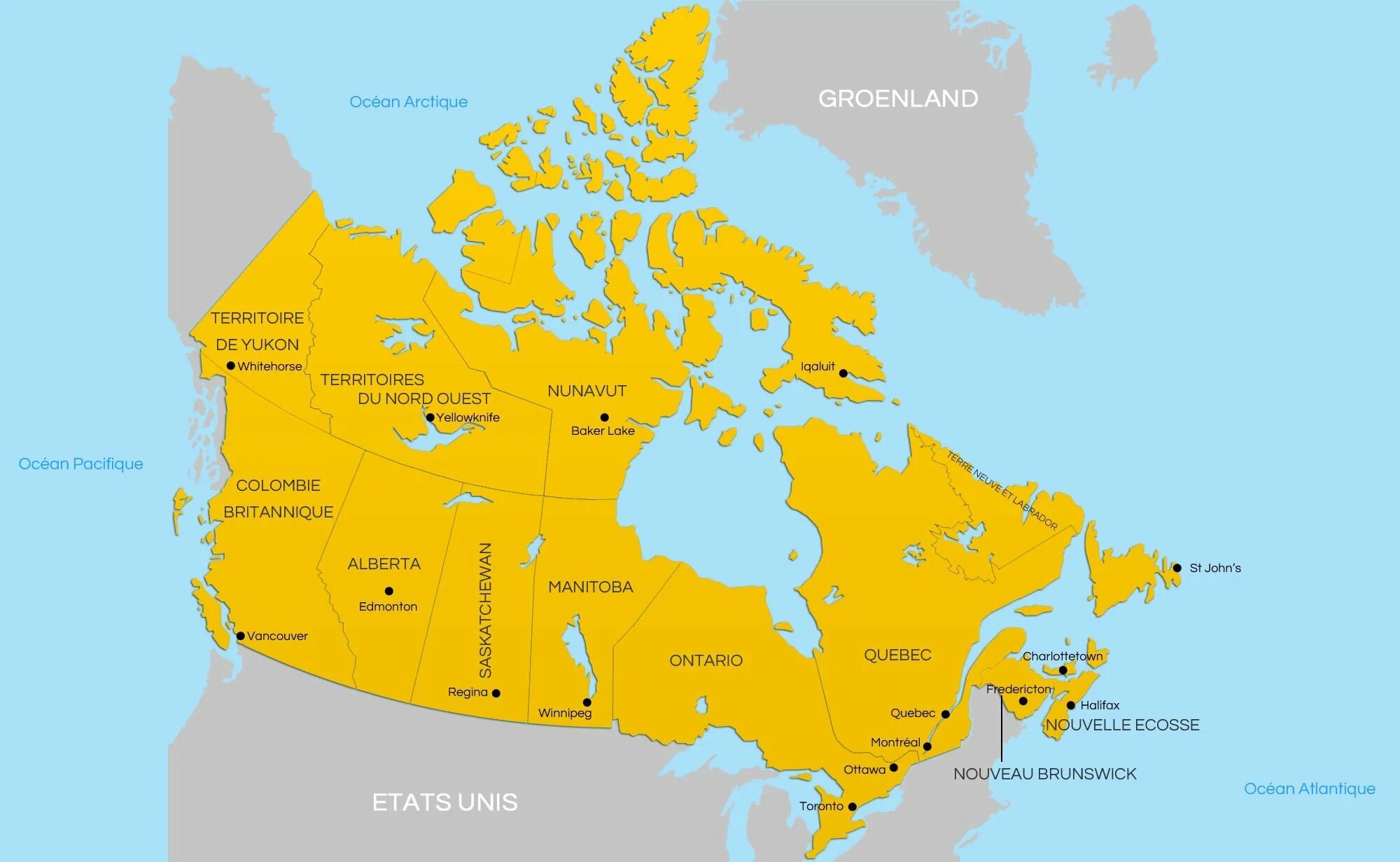 Большой остров канады. Границы Канады на карте. Карта Канады географическая.
