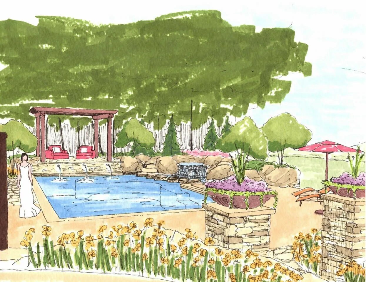 Drawing pool. Бассейн 3d эскиз. pool draw. pool sketch. fairy pools рисовать.
