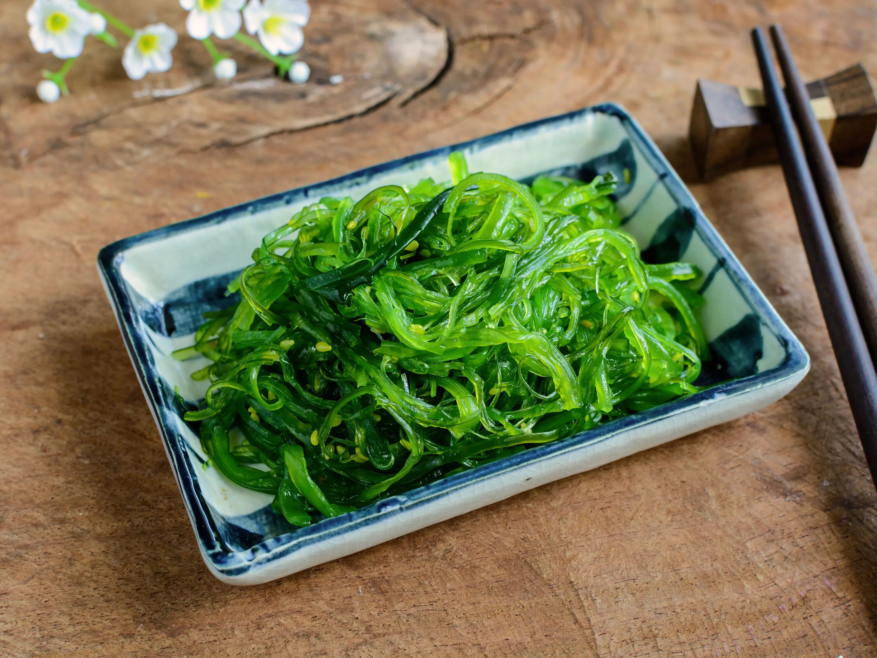Чука без. Японские водоросли вакаме. Японский салат из морских водорослей чука. Вакаме водоросли для суши. Wakame Seaweed.