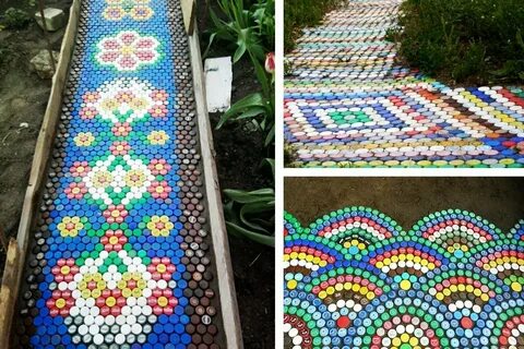 Дорожка из пластиковых крышек