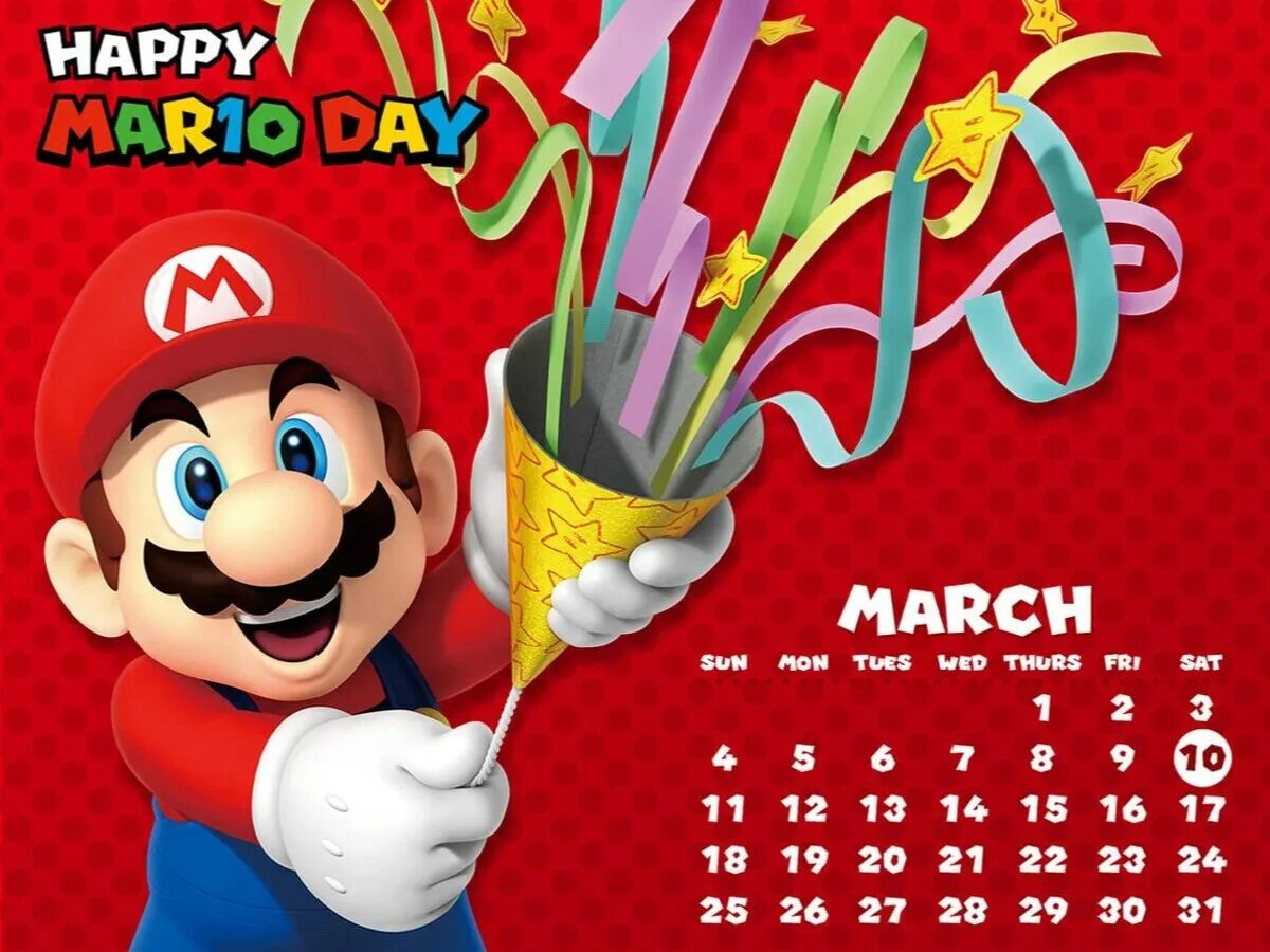 Mario day. День Марио (mar10 Day). Марио открытка.
