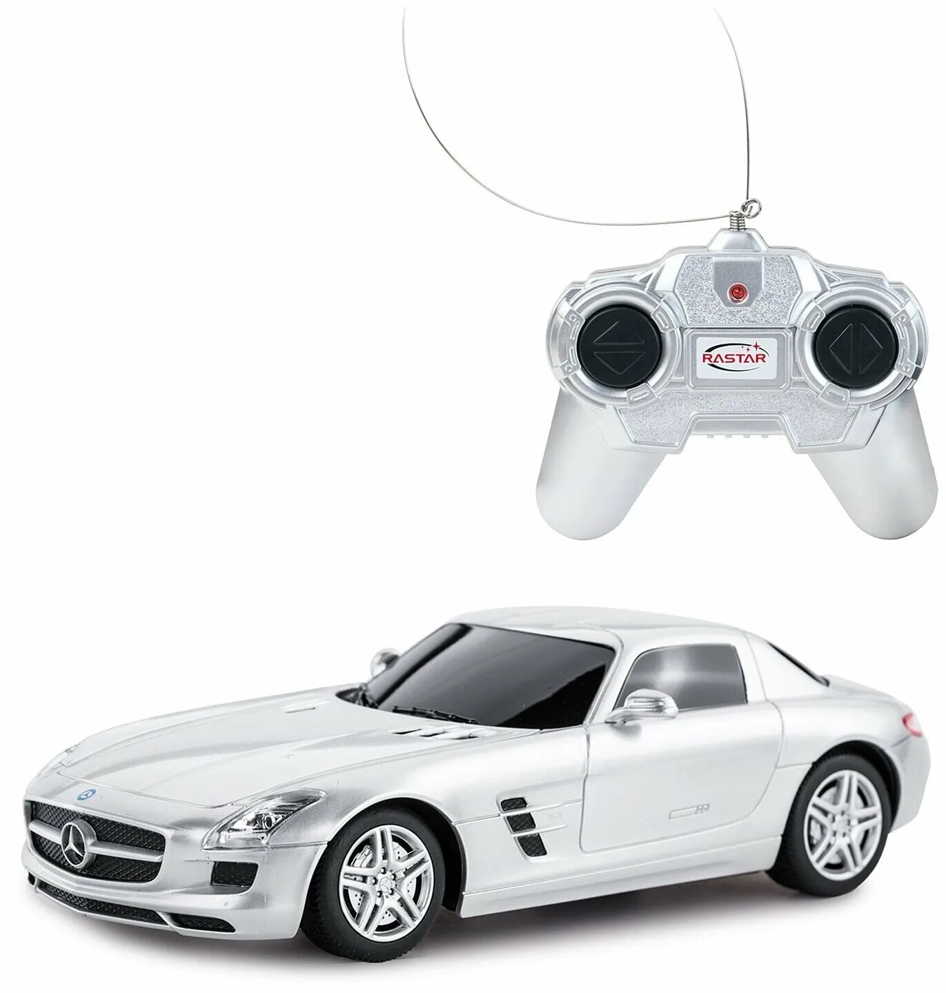 Feeling на пульте. Легковой автомобиль Rastar Mercedes-Benz SLS AMG (40100) 1:24 19 см. Мерседес на радиоуправлении Растар. Машина р/у 1:14 Mercedes-Benz SLS AMG, цвет серебряный 40mhz. Модель машины 1:24 Mercedes-Benz SLS AMG Р/У.