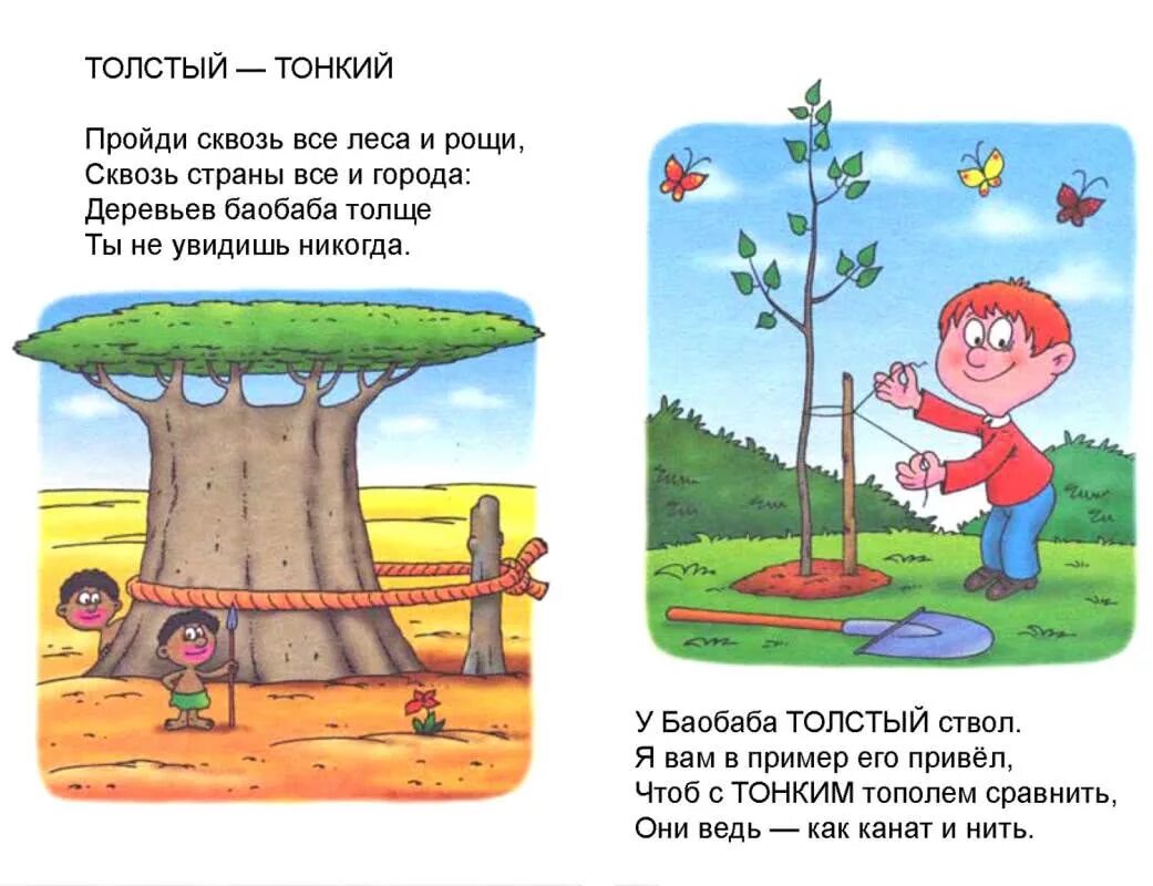 Развитие толстый и тонкий. Толстый и тонкий для детей. Широкий узкий для дошкольников. Длиннее короче для дошкольников. Высокий низкий задания для дошкольников.