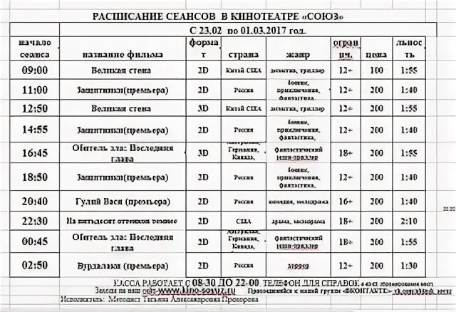 Кинотеатр союз абинск расписание