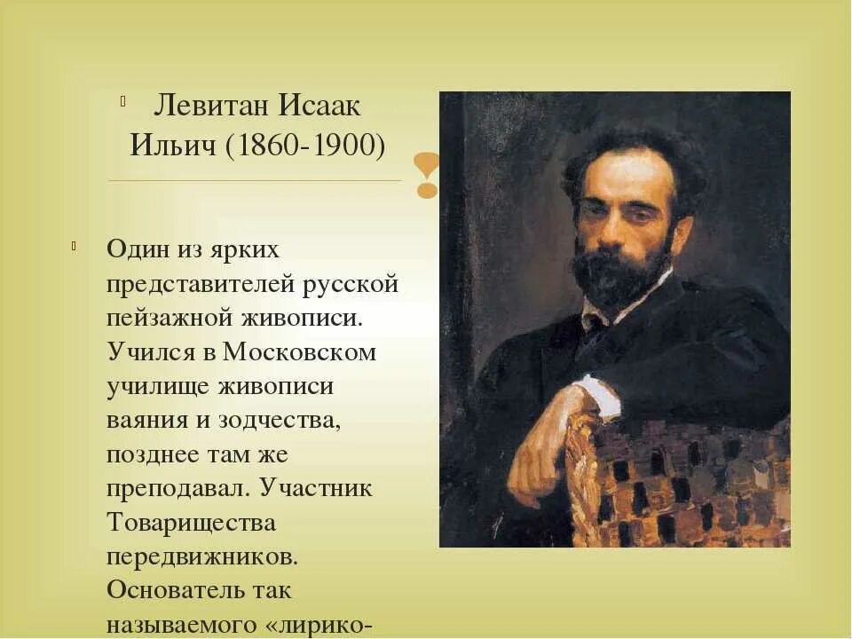 Годы жизни левитана. Левитан и.и. (1860-1900).