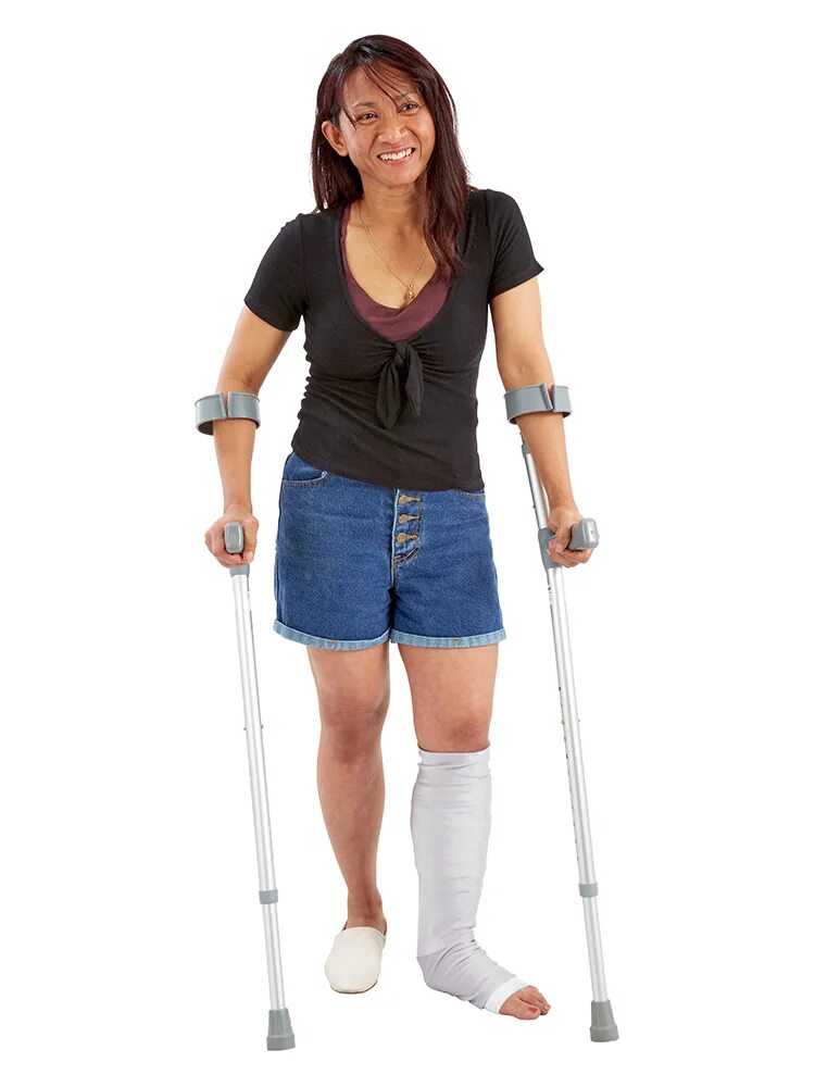 Leg Cast. Leg Cast woman. Cherie Leg Cast Crutches. LLC Leg Cast.