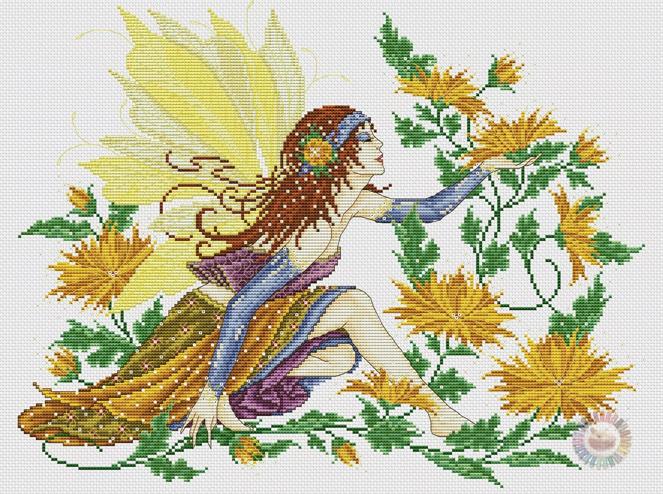 Вышивка волшебство. Фея хризантем джоан эллиот. джоан эллиот цветочные феи. фея хризантем вышиваю крестиком. цветочные феи вышивка.