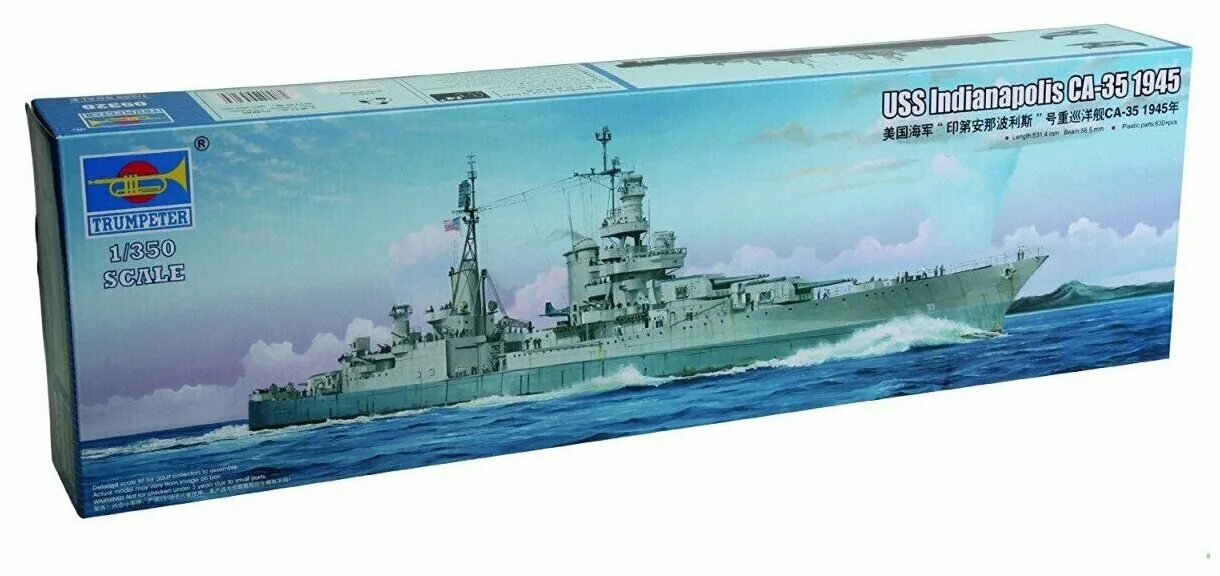 Модель крейсера Индианаполис 1/350 трумпетр. Trumpeter 05326 корабль USS Indianapolis CA-35 1945 (1/350). Крейсер Индианаполис сборная модель. 14107 Корабль USS CA-35 Indianapolis Academy, 1/350.