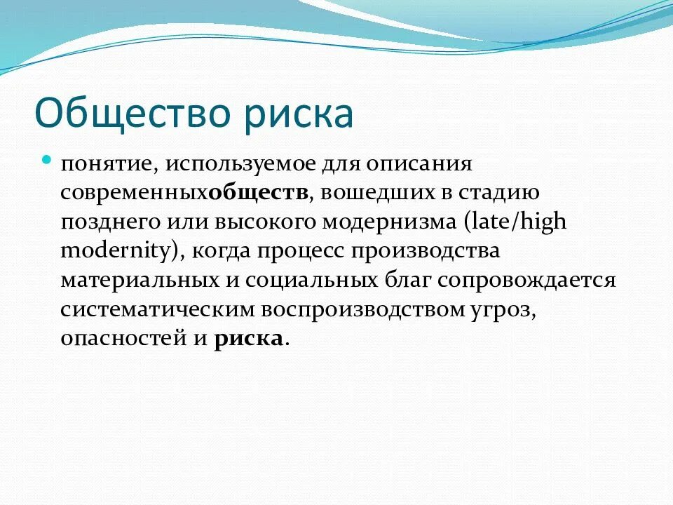 Общество риска. Общество риска