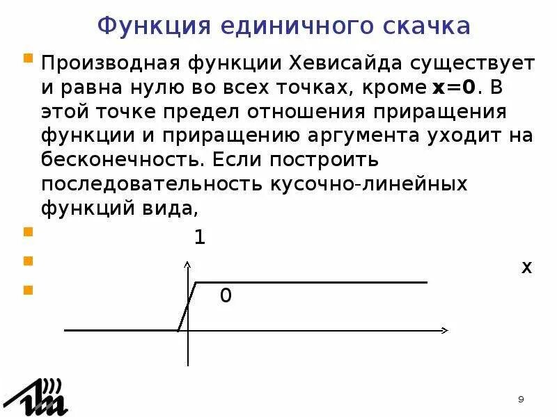 Производная функции Хевисайда. Функция включения Хевисайда. Единичной функции включения. Единичная функция Хевисайда.