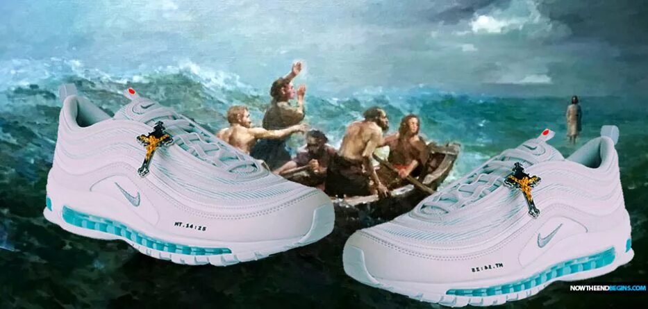 Святые найки. MSCHF Jesus Shoes. Nike Air Max 97 Jesus Shoes. Nike MSCHF Jesus. Nike Air Max Jesus Shoes.