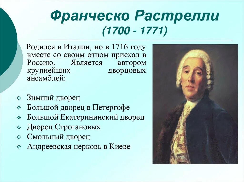 Франческо растрелли был автором проекта Проверочные работы для 11класса по мировой художественной культуре