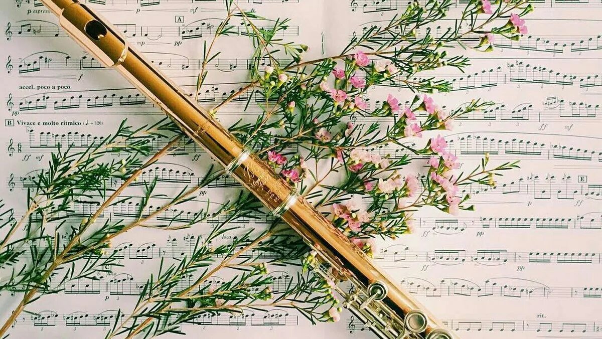 Музыка музыкальная флейта. С днём рождения флейтистку. Флейта и цветы. Ноты для флейты. Флейта с цветами.